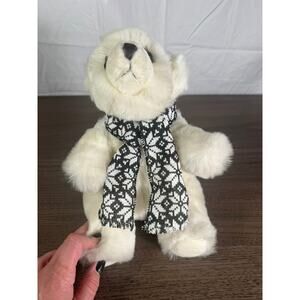 VTG‎ 1986 Marquel Polar Bear White Stuffed Animal with Scarf, Made in Korea